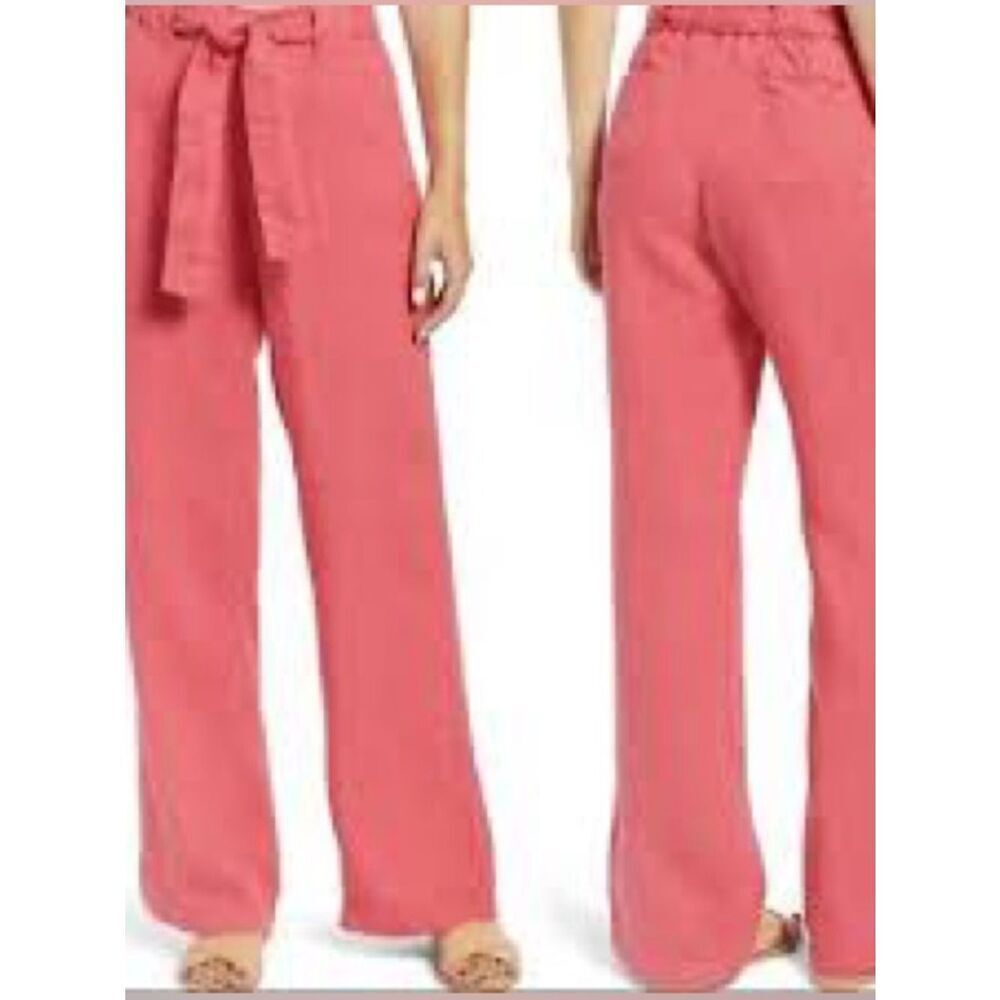 Notations Vintage High-Waist Pink Wide Leg Pants Dead stock linen natural fibers